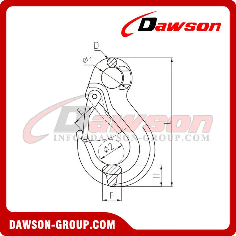 DS332 G80 Eye Sling Hook with Latch for Lifting Chain Slings