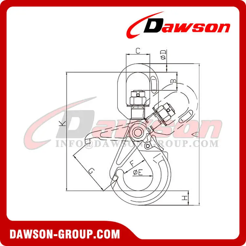 DS772 G80 / Grade 80 Special Swivel Self-Locking Hook