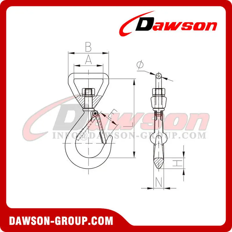 DS787 Forged Super Alloy Steel Swivel Hook for Web Slings