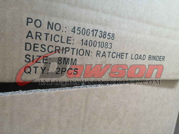 Package of DS753 G80 Ratchet Binder with Safety Hooks to EN 12195-3, Grade 80 Ratchet Type Load Binder - Dawson Group Ltd. - China Manufacturer