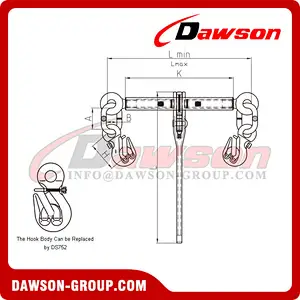 DS786 G80 Ratchet Binder with Safety Hooks with Long Handle, Grade 80 Ratchet Type Load Binder