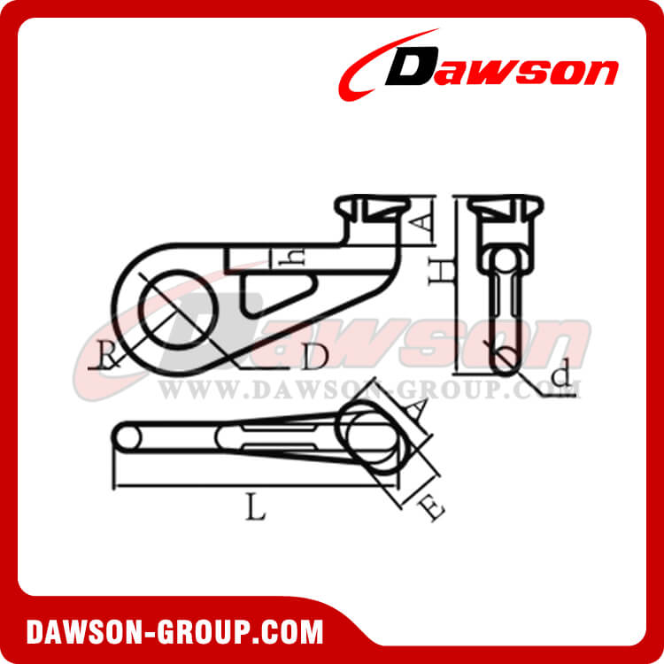 DS633 G80 CONTAINER HOOK RIGHT TYPE 45° - DAWSON GROUP LTD. - CHINA MANUFACTURER, SUPPLIER