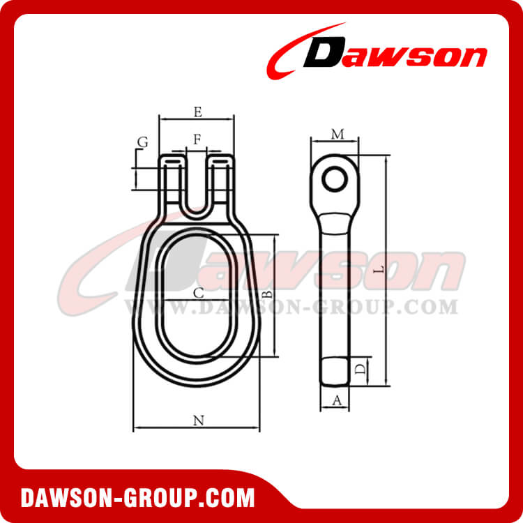 G80 G100 Container Lifting Clevis Link, Grade 80 Grade 100 Forged Alloy Steel Clevis Link for Container Lifting, Forged- Dawson Group Ltd. - China Manufacturer