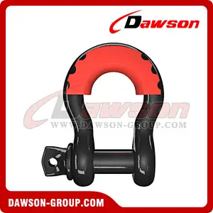 Dawson Drop Forged Bow Shackle with PU Protection for Towing & Recovery Strap, S6 Screw Pin Anchor Shackles