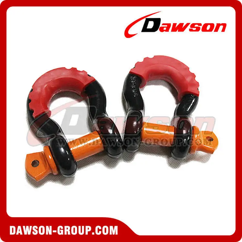 Dawson Drop Forged Bow Shackle with PU Protection for Towing & Recovery Strap, S6 Screw Pin Anchor Shackles
