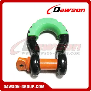 Dawson Drop Forged Bow Shackle with PU Protection for Towing & Recovery Strap, S6 Screw Pin Anchor Shackles