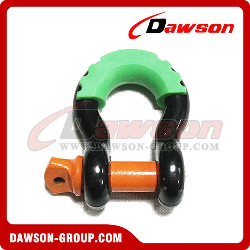 Dawson Drop Forged Bow Shackle with PU Protection for Towing & Recovery Strap, S6 Screw Pin Anchor Shackles