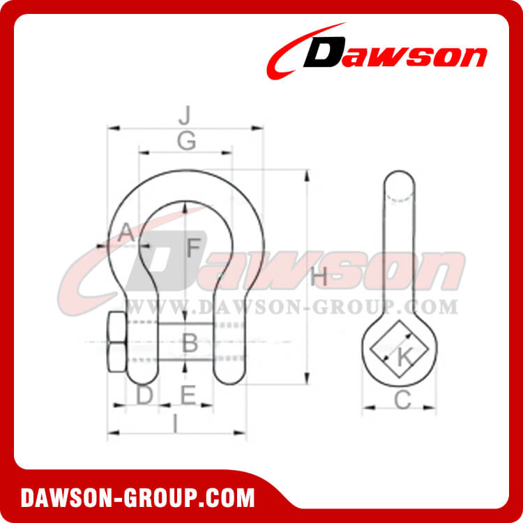 Forged Trawling Bow Shackle with Square Head Pin, Fishing Shackles - Dawson Group Ltd. - China Manufacturer, Factory