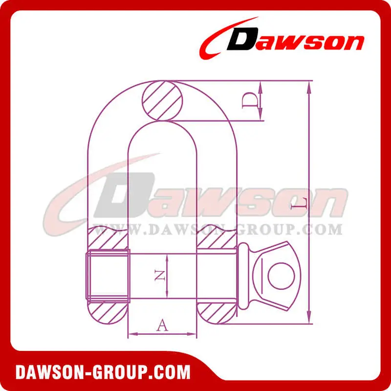 G8 Screw Type Alloy Dee Shackle, Chain Shackle with Screw Pin for Lifting