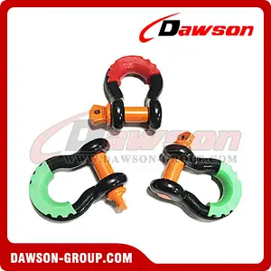 Dawson Drop Forged Bow Shackle with PU Protection for Towing & Recovery Strap, S6 Screw Pin Anchor Shackles