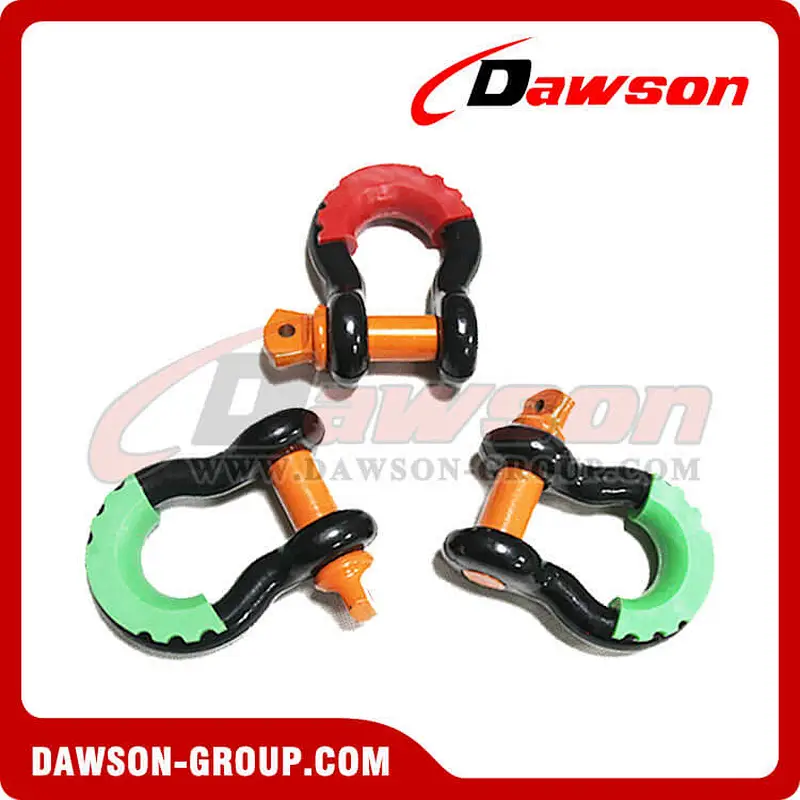 Dawson Drop Forged Bow Shackle with PU Protection for Towing & Recovery Strap, S6 Screw Pin Anchor Shackles