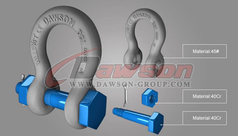 Dawson Brand Hot Dip Galvanized US Type Bow Shackle with Safety Pin - Dawson Group Ltd. - Supplier