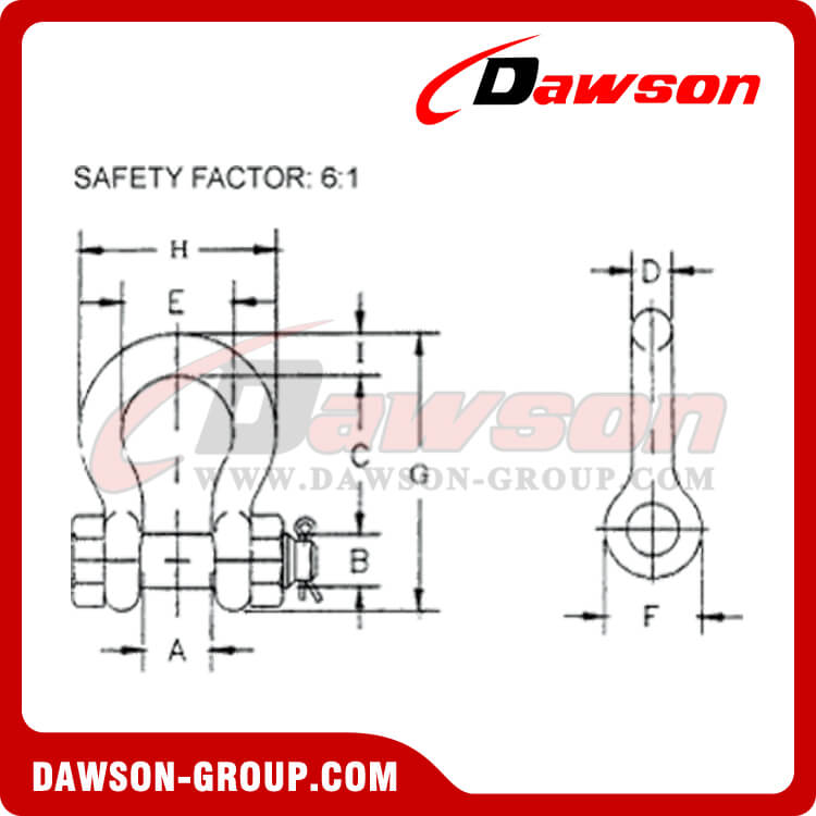 Dawson Brand Hot Dip Galvanized US Type Bow Shackle with Safety Pin - Dawson Group Ltd. - Supplier China