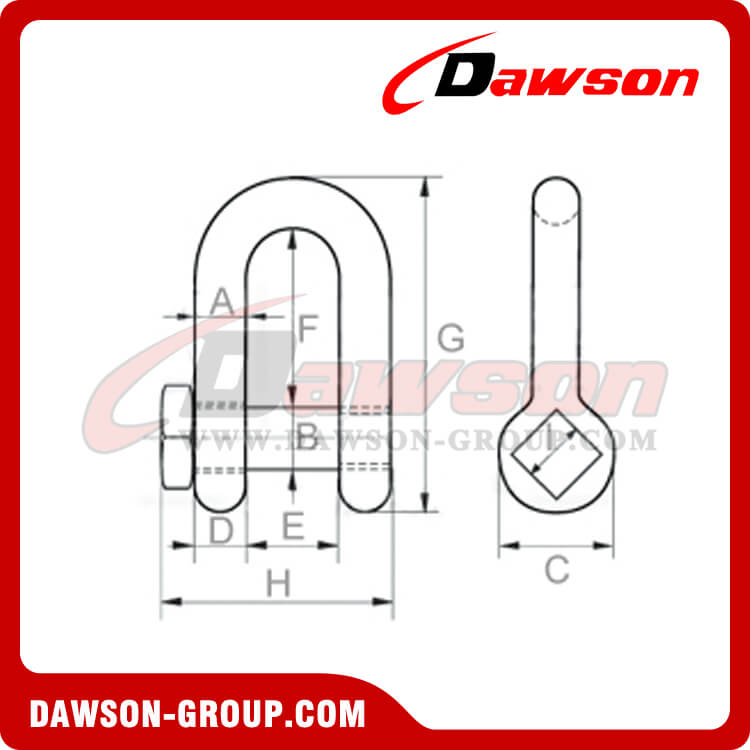 Forged Trawling Dee Shackle with Square Head Oversize Pin, Fishing Shackle - Dawson Group Ltd. - China Manufacturer, Supplier, China