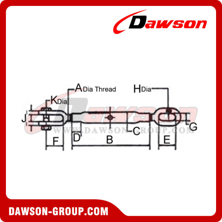 Hot Dipped Galv. Rigging Screw Jaw and Eye Turnbuckle with Stud Nut - Dawson Group Ltd. - China Manufacturer, Factory