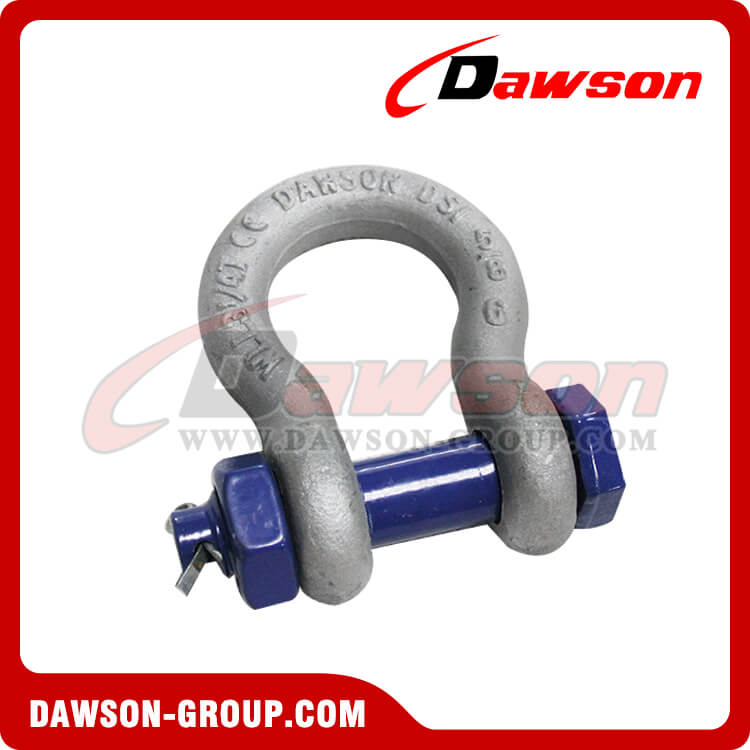 Dawson Brand Hot Dip Galvanized US Type Bow Shackle with Safety Pin, EN 138892003+A12008 Anchor Shackle, S6 Bolt Type Anchor Shackle - Dawson Group Ltd. - Supplier China