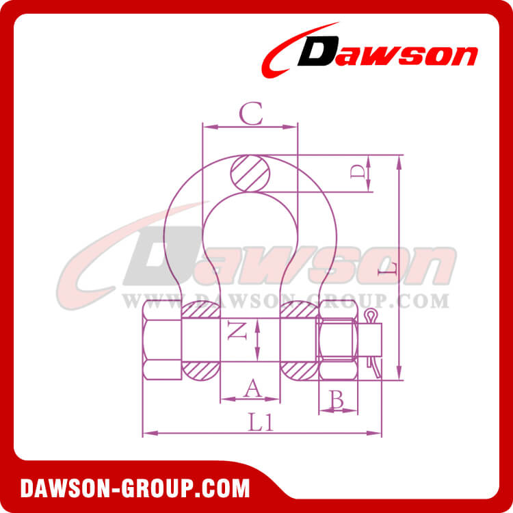 DS756 G8 Bolt Type Alloy Bow Shackle, Anchor Shackle with Safety Pin - Dawson Group Ltd. - China Manufacturer, Factory