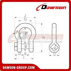 Forged Trawling Bow Shackle with Square Head Pin, Fishing Shackles