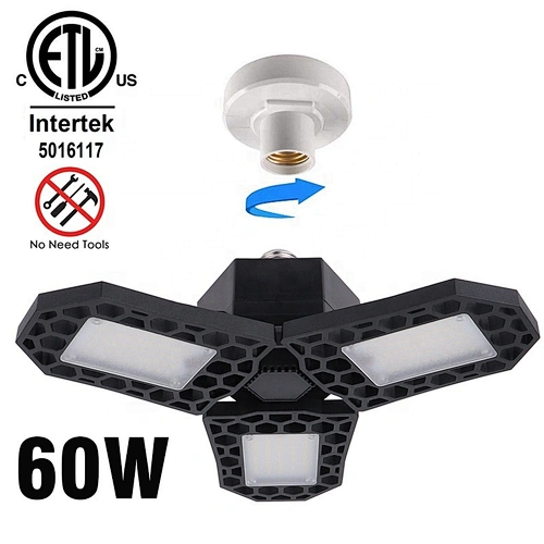 Valed 60W LED Garage Light ETL Certificated Garage Lights Deformable LED Garage Light