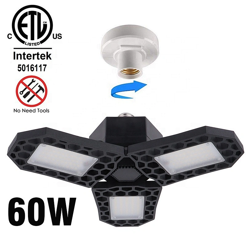 Valed 60W LED Garage Light ETL Certificated Garage Lights Deformable LED Garage Light
