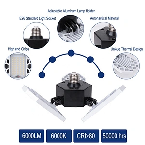 Valed 60W LED Garage Light ETL Certificated Garage Lights Deformable LED Garage Light