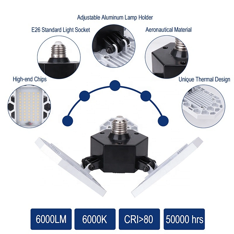 Valed 60W LED Garage Light ETL Certificated Garage Lights Deformable LED Garage Light