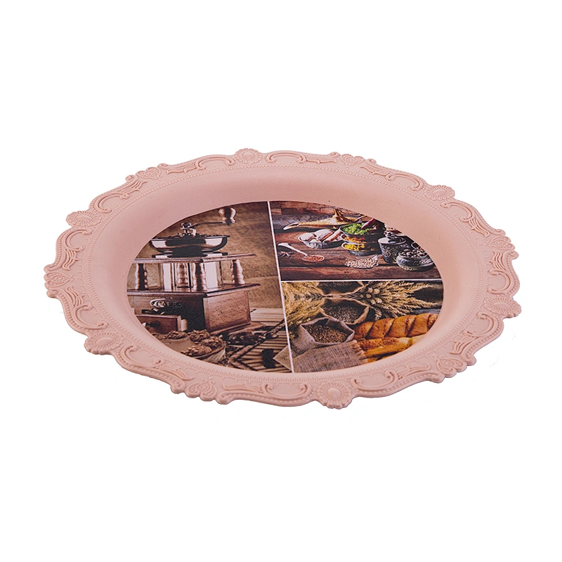 Round anti-slip vintage  pp food grade serving tray  custom rolling tray from  China famous supplier