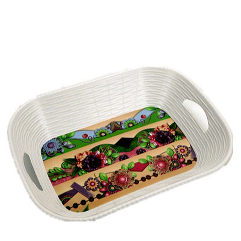 Custom Plastic Rectangle  Melamine Service Tray with two handle