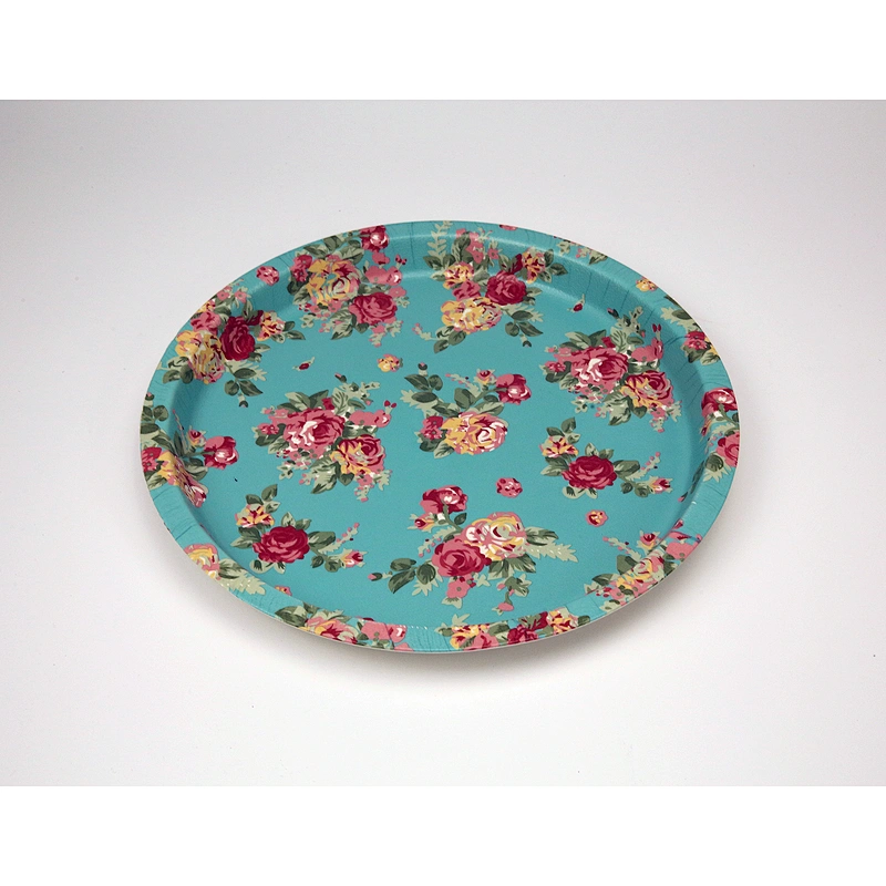 promotion Large plastic printed round tray round serving tray colored food  plastic food tray