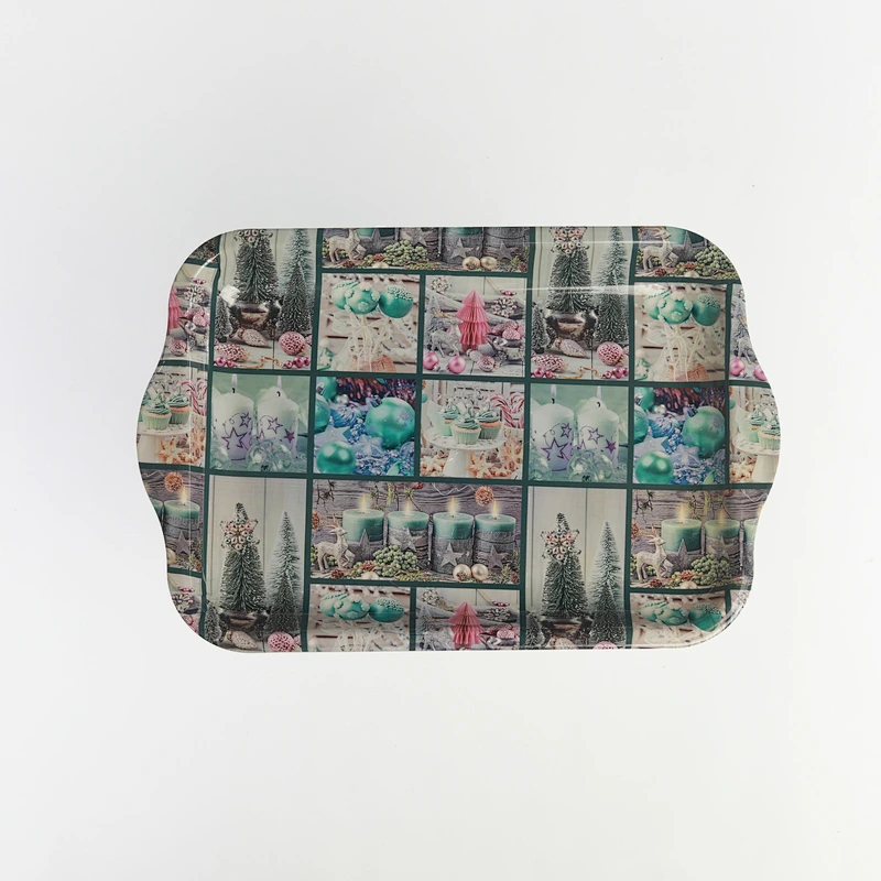 Decorative rectangular plastic serving tray,dinnerware service style plastic tray,full printing beautiful plastic tray
