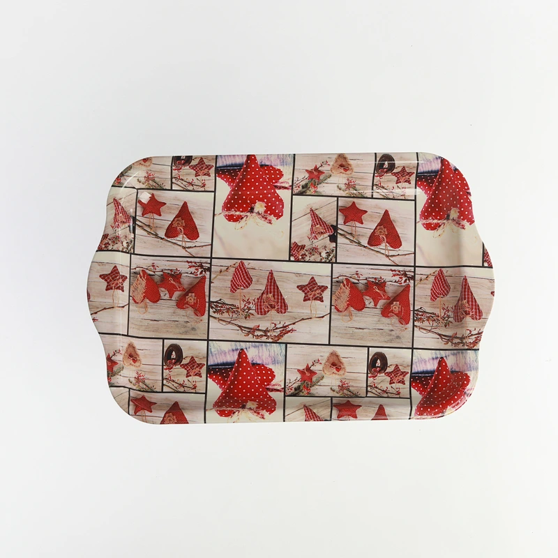 Decorative rectangular plastic serving tray,dinnerware service style plastic tray,full printing beautiful plastic tray