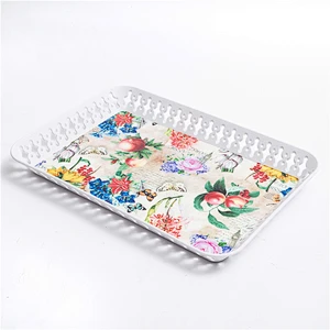Hollow out and rectangular plastic tray printed food grade tray coffee series plastic trays