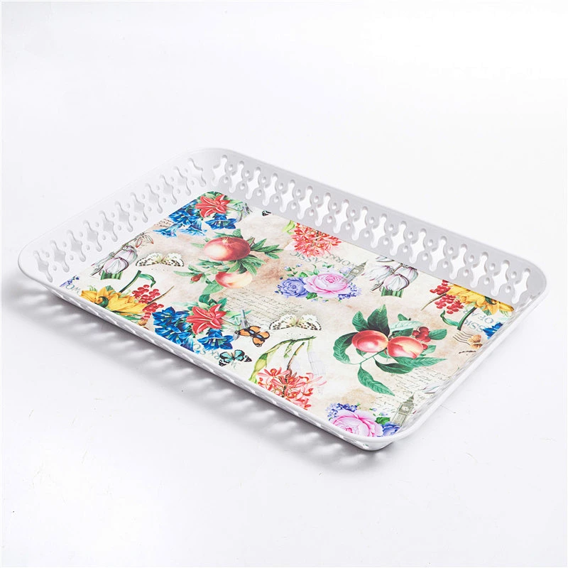 Hollow out and rectangular plastic tray printed food grade tray coffee series plastic trays