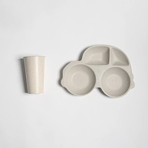 Food Plate Car Shaped Plate  Best Selling 5pcs Children rectangle Tableware Set Bamboo Fiber Kid