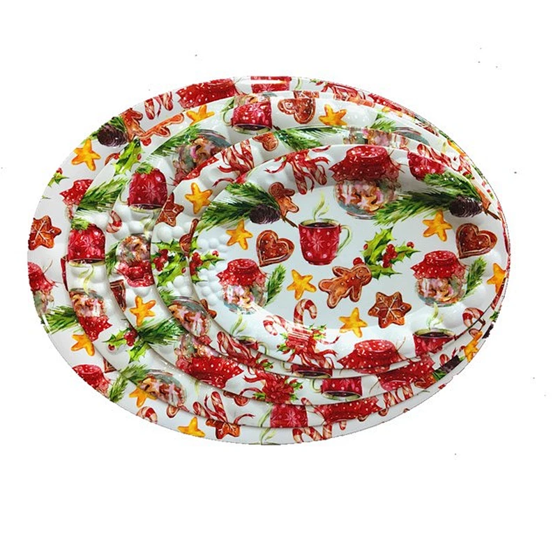 Custom promotion gift plastic tray high quality  oval tray  set christmas plastic tray