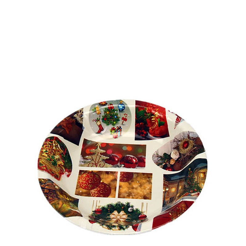 Hot factory cheap promotion decor christmas  plastic gift plate gold dish food plastic bowl