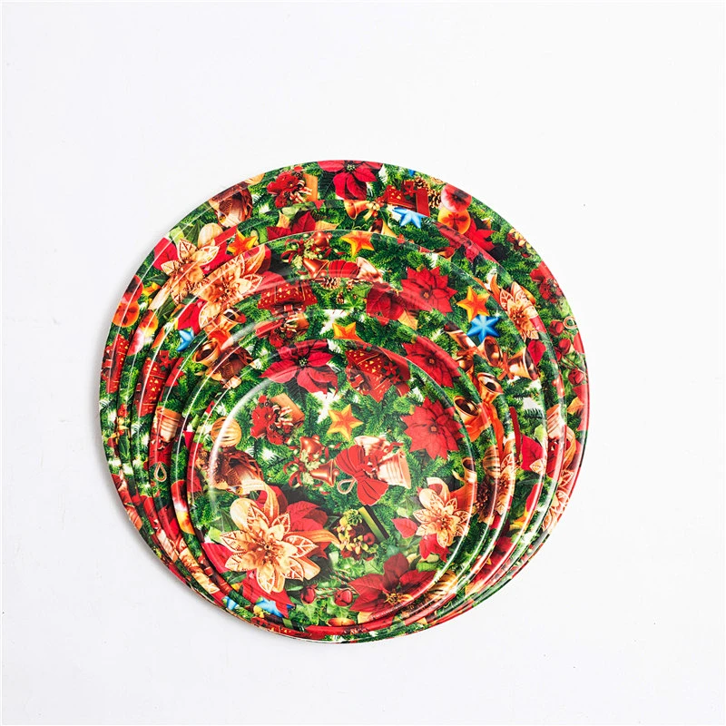 Oem indoor decor  round  reusable flat plastic tray plastic plate manfactureer