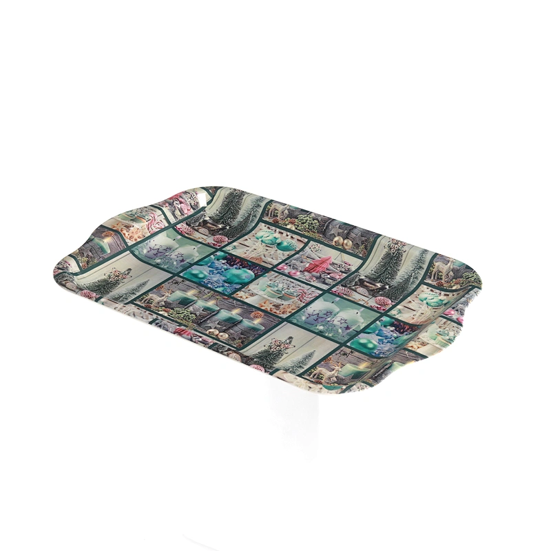 Decorative rectangular plastic serving tray,dinnerware service style plastic tray,full printing beautiful plastic tray