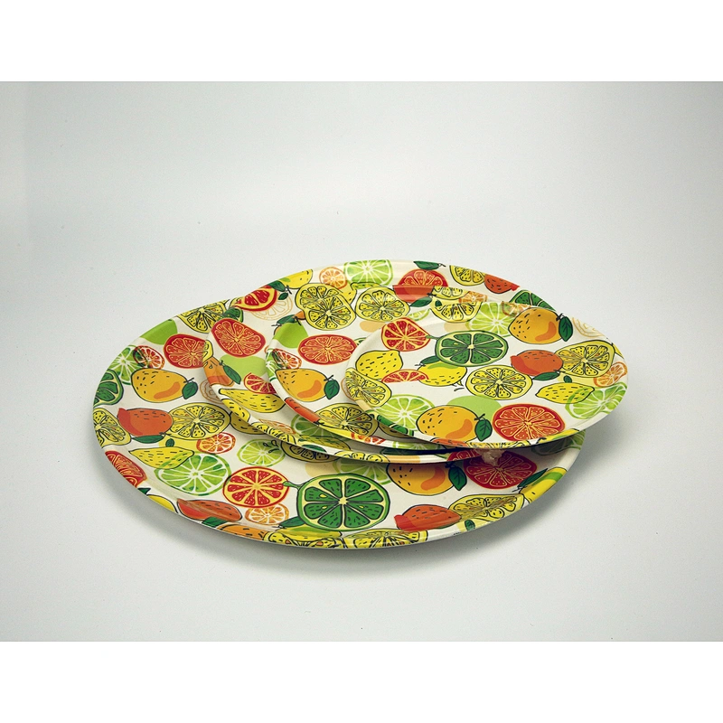 Hot flat round decor charger tray/cheap dish/food plastic plate