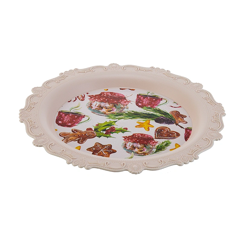 Round anti-slip vintage  pp food grade serving tray  custom rolling tray from  China famous supplier