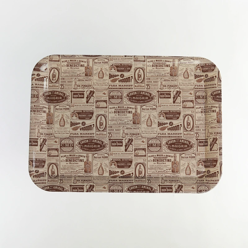 custom printing plate, coffee rectangular plastic serving tray promotion printed hotel tray