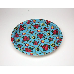 promotion Large plastic printed round tray round serving tray colored food  plastic food tray