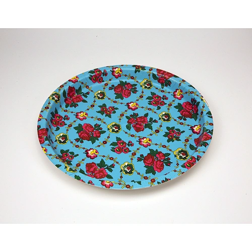 promotion Large plastic printed round tray round serving tray colored food  plastic food tray