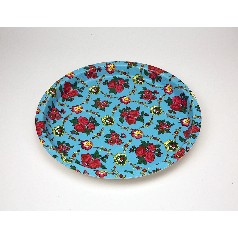 promotion Large plastic printed round tray round serving tray colored food  plastic food tray