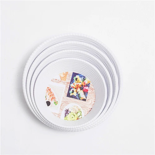 large Plastic round trays large food trays Kitchen disposable trays  full printing plastic tray