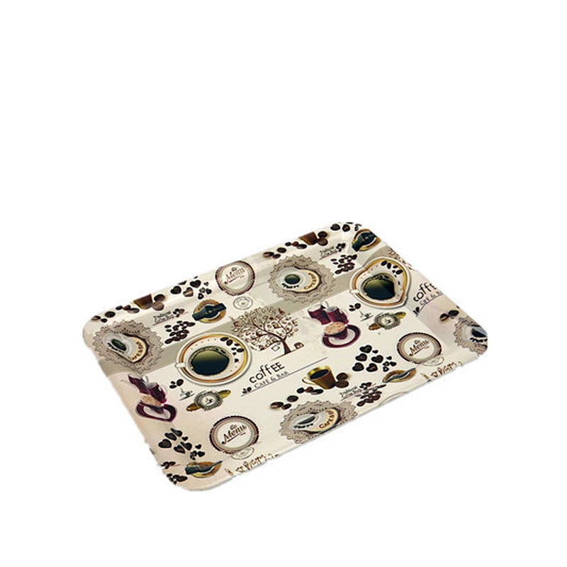 Household daily promotion gift coffee plastic tray  Rectangle Flat Fruit Design Plastic Serving Tray