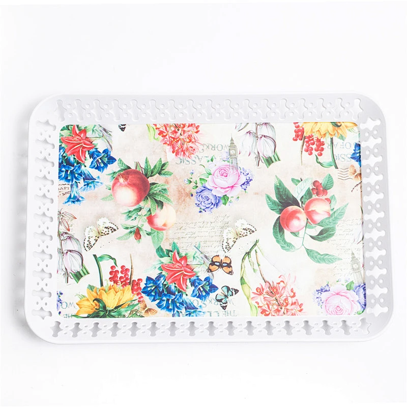 Hollow out and rectangular plastic tray printed food grade tray coffee series plastic trays