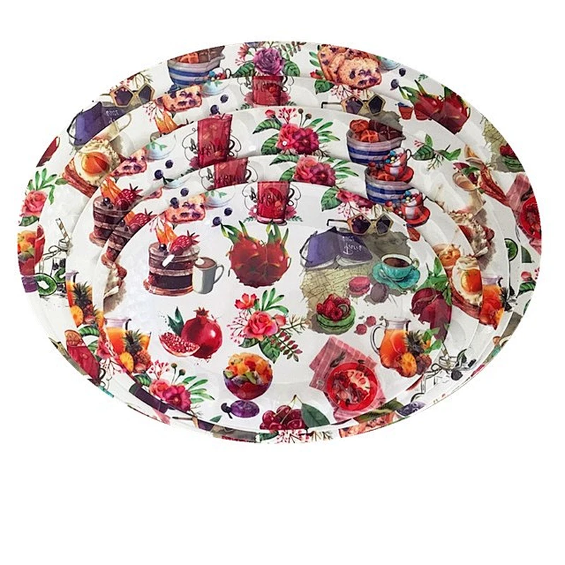 Custom promotion gift plastic tray high quality  oval tray  set christmas plastic tray