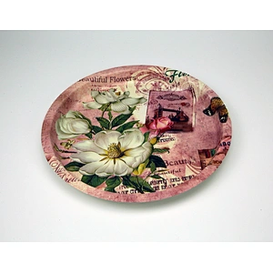 promotion Large plastic printed round tray round serving tray colored food  plastic food tray