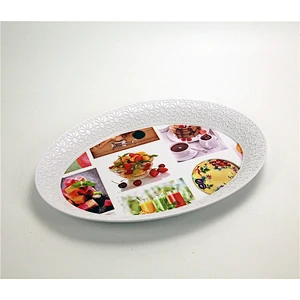 Western design oval shape plastic tray,printed beautiful decorative plastic tray,high quality plastic tray